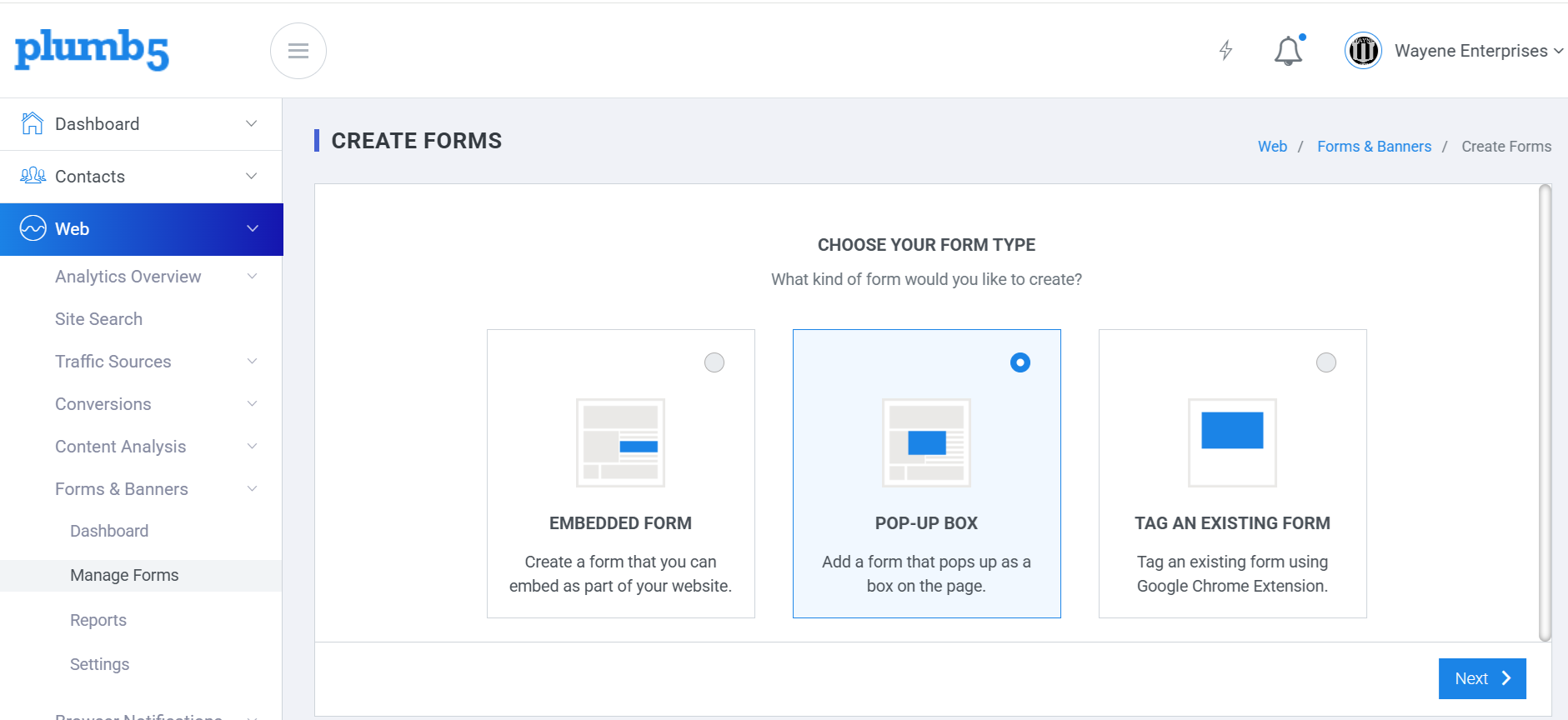 Plumb5 rule builder and interaction gallery preview