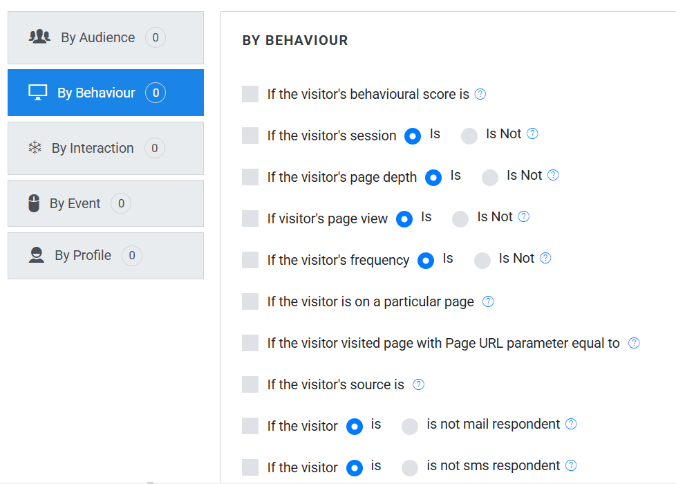 Plumb5 rule builder combining behavioral score and source conditions