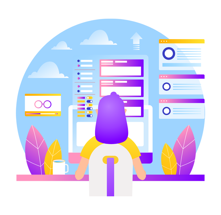Illustration of the Best Sales CRM platform with a user managing customer interactions and sales data on a computer.